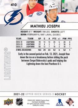 2021-22 Upper Deck #410 Mathieu Joseph Back