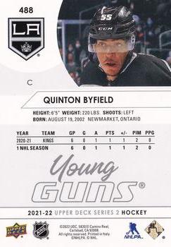 2021-22 Upper Deck #488 Quinton Byfield Back