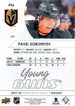 2021-22 Upper Deck #496 Pavel Dorofeyev Back