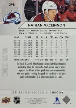 2021-22 Upper Deck #298 Nathan MacKinnon Back