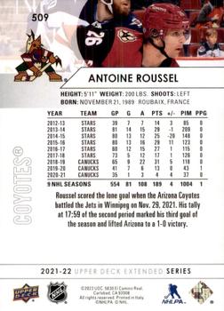 2021-22 Upper Deck #509 Antoine Roussel Back