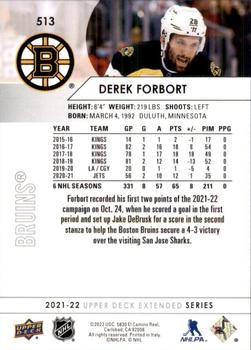 2021-22 Upper Deck #513 Derek Forbort Back