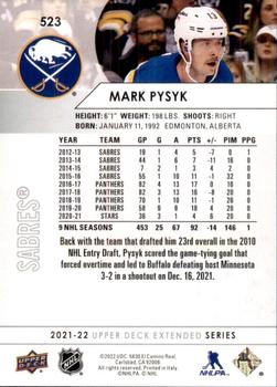 2021-22 Upper Deck #523 Mark Pysyk Back