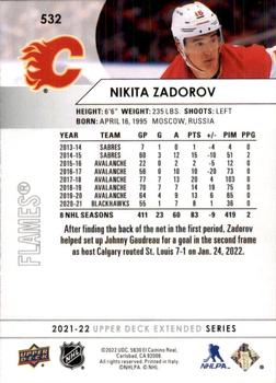 2021-22 Upper Deck #532 Nikita Zadorov Back