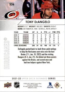 2021-22 Upper Deck #536 Tony DeAngelo Back