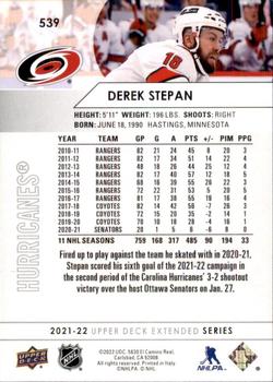 2021-22 Upper Deck #539 Derek Stepan Back