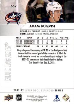 2021-22 Upper Deck #552 Adam Boqvist Back