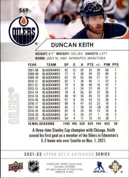 2021-22 Upper Deck #569 Duncan Keith Back