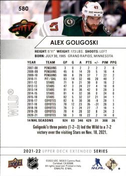 2021-22 Upper Deck #580 Alex Goligoski Back