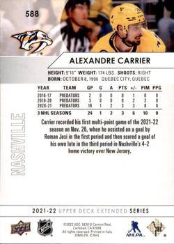 2021-22 Upper Deck #588 Alexandre Carrier Back