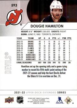 2021-22 Upper Deck #593 Dougie Hamilton Back