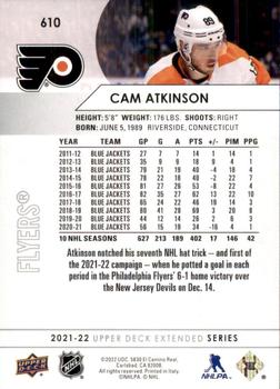 2021-22 Upper Deck #610 Cam Atkinson Back