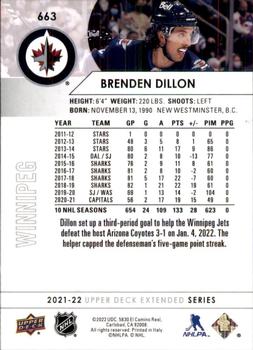 2021-22 Upper Deck #663 Brenden Dillon Back