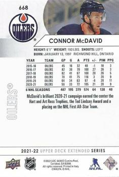 2021-22 Upper Deck #668 Connor McDavid Back