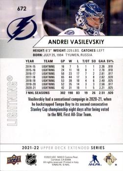 2021-22 Upper Deck #672 Andrei Vasilevskiy Back