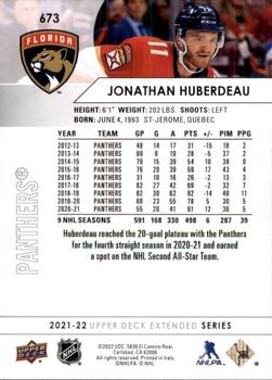 2021-22 Upper Deck #673 Jonathan Huberdeau Back