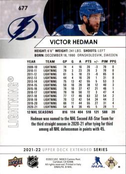 2021-22 Upper Deck #677 Victor Hedman Back