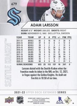 2021-22 Upper Deck #679 Adam Larsson Back