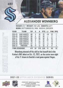 2021-22 Upper Deck #680 Alexander Wennberg Back