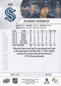 2021-22 Upper Deck #688 Joonas Donskoi Back