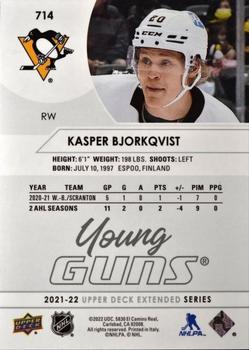 2021-22 Upper Deck #714 Kasper Bjorkqvist Back