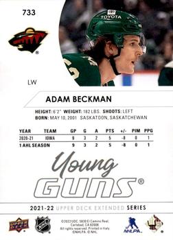 2021-22 Upper Deck #733 Adam Beckman Back