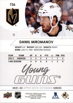 2021-22 Upper Deck #736 Daniil Miromanov Back