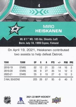 2021-22 Upper Deck MVP #4 Miro Heiskanen Back