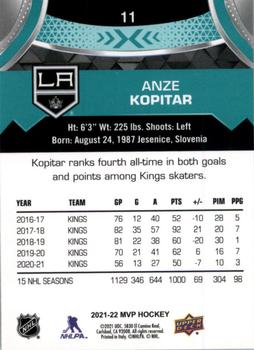 2021-22 Upper Deck MVP #11 Anze Kopitar Back