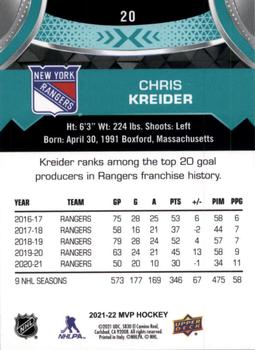 2021-22 Upper Deck MVP #20 Chris Kreider Back