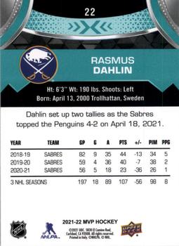 2021-22 Upper Deck MVP #22 Rasmus Dahlin Back