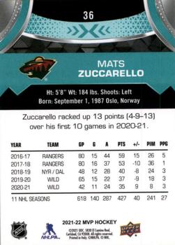 2021-22 Upper Deck MVP #36 Mats Zuccarello Back