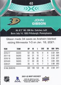2021-22 Upper Deck MVP #40 John Gibson Back