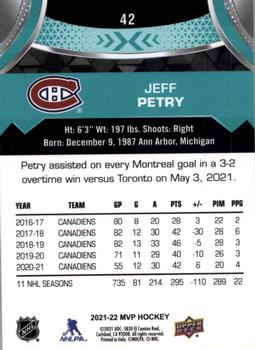 2021-22 Upper Deck MVP #42 Jeff Petry Back