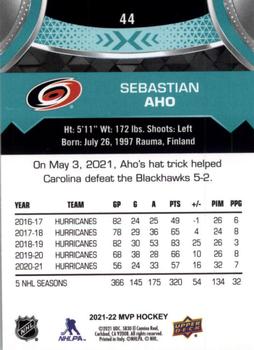 2021-22 Upper Deck MVP #44 Sebastian Aho Back