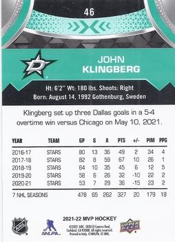 2021-22 Upper Deck MVP #46 John Klingberg Back