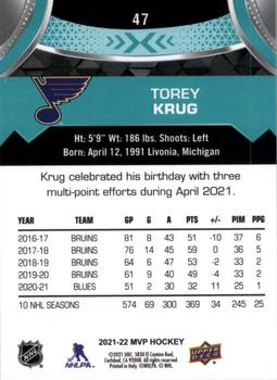 2021-22 Upper Deck MVP #47 Torey Krug Back