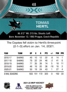 2021-22 Upper Deck MVP #48 Tomas Hertl Back