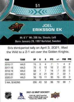 2021-22 Upper Deck MVP #51 Joel Eriksson Ek Back