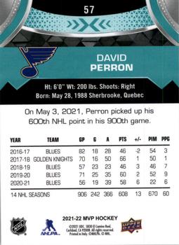 2021-22 Upper Deck MVP #57 David Perron Back