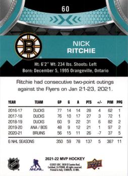 2021-22 Upper Deck MVP #60 Nick Ritchie Back