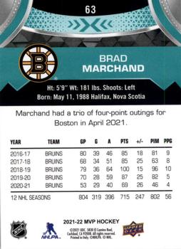 2021-22 Upper Deck MVP #63 Brad Marchand Back