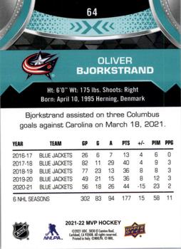 2021-22 Upper Deck MVP #64 Oliver Bjorkstrand Back