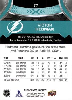 2021-22 Upper Deck MVP #77 Victor Hedman Back