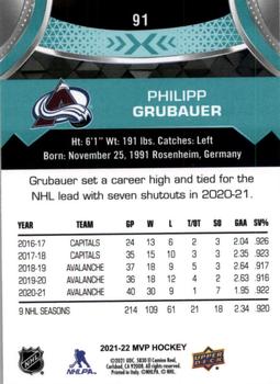 2021-22 Upper Deck MVP #91 Philipp Grubauer Back