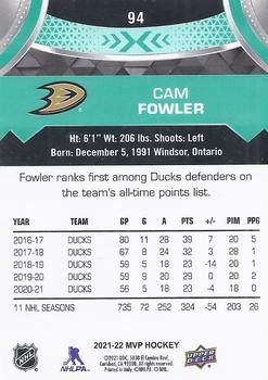 2021-22 Upper Deck MVP #94 Cam Fowler Back