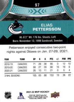 2021-22 Upper Deck MVP #97 Elias Pettersson Back