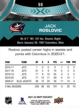 2021-22 Upper Deck MVP #98 Jack Roslovic Back