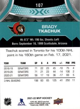 2021-22 Upper Deck MVP #107 Brady Tkachuk Back