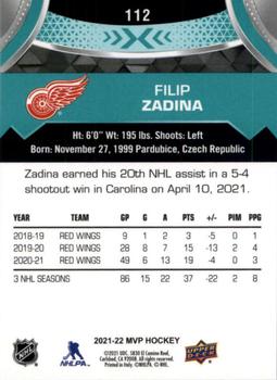 2021-22 Upper Deck MVP #112 Filip Zadina Back